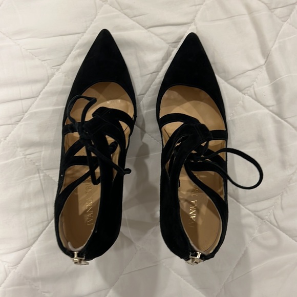 Ivanka Trump Suede Black Tie-Up Heels - Picture 4 of 4